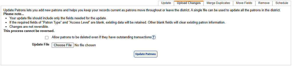 Upload xml file page